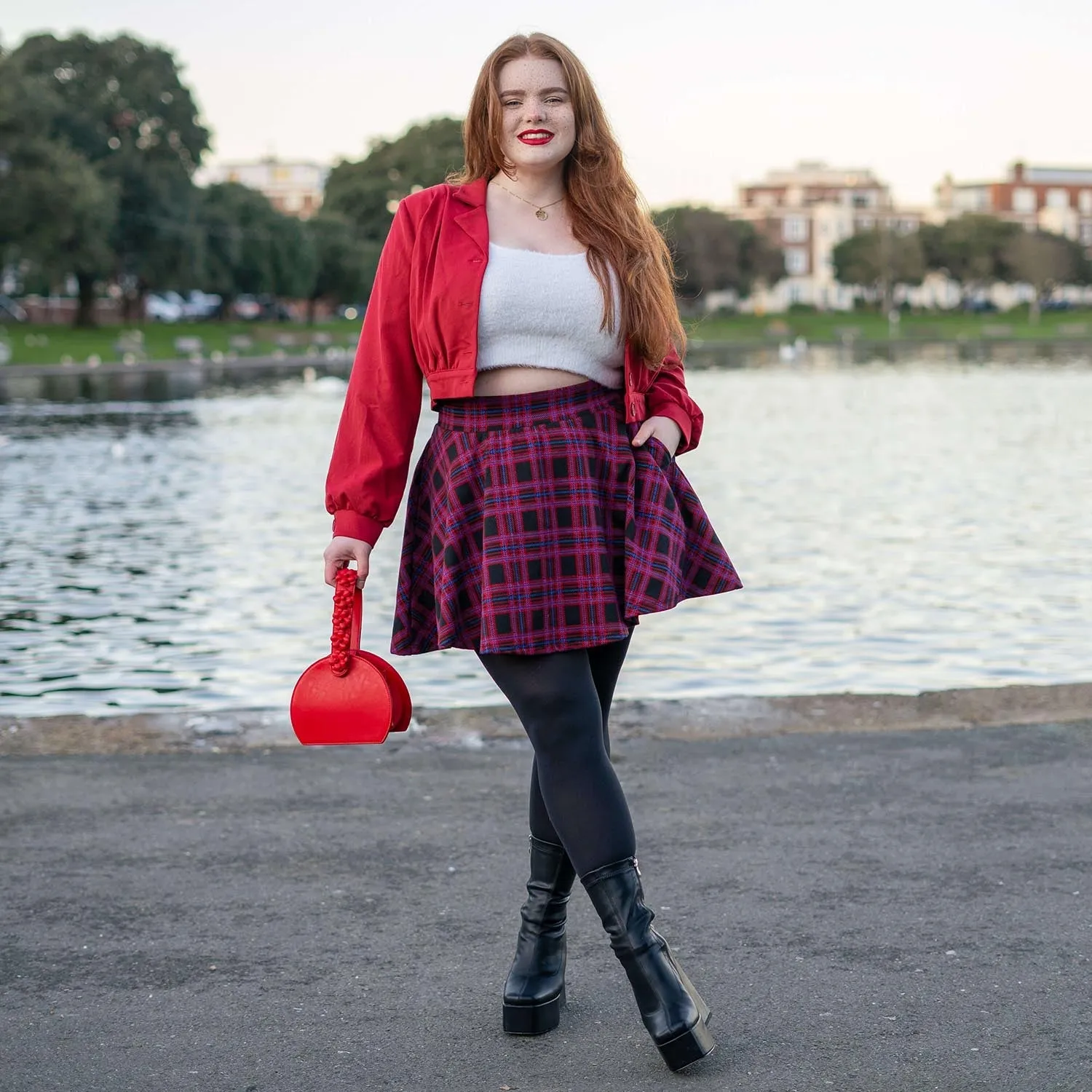 Plaid Mini-Flare Skirt - Ember (V2)