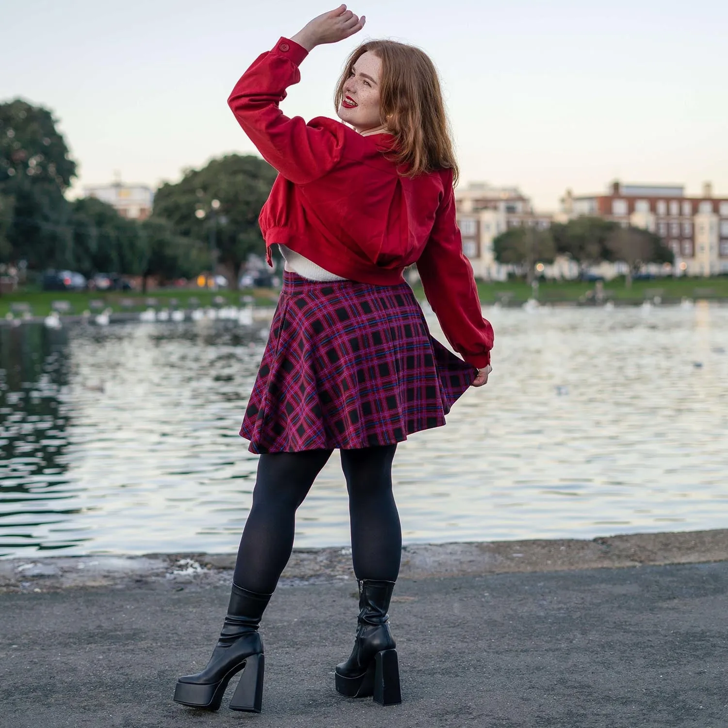 Plaid Mini-Flare Skirt - Ember (V2)