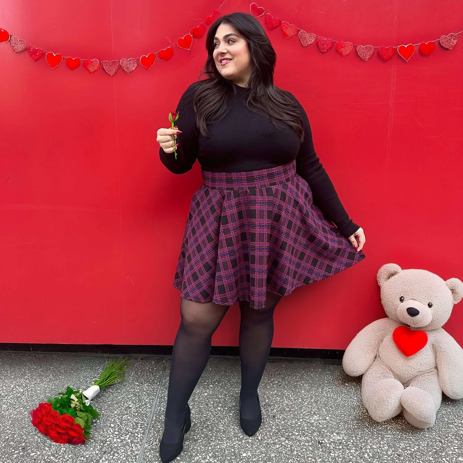 Plaid Mini-Flare Skirt - Ember (V2)
