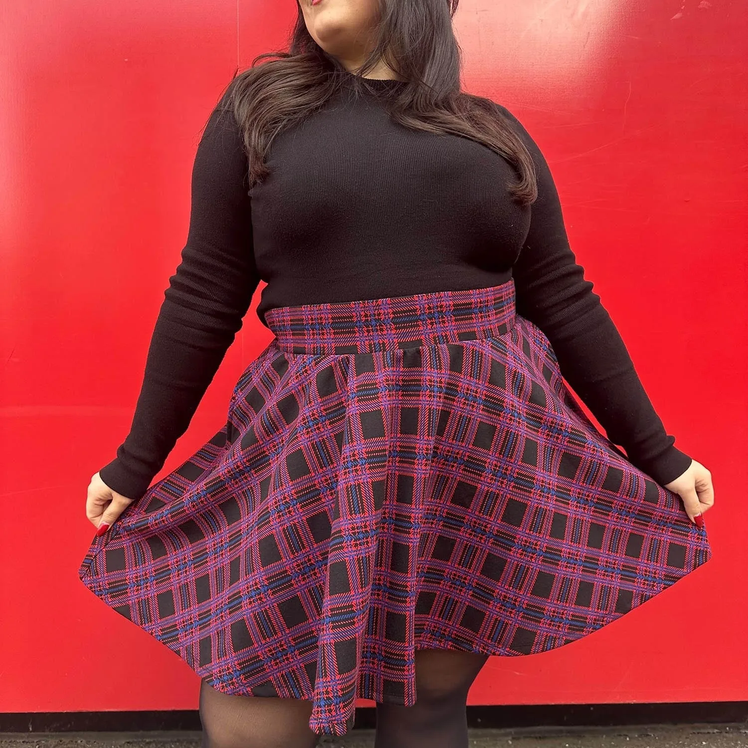 Plaid Mini-Flare Skirt - Ember (V2)
