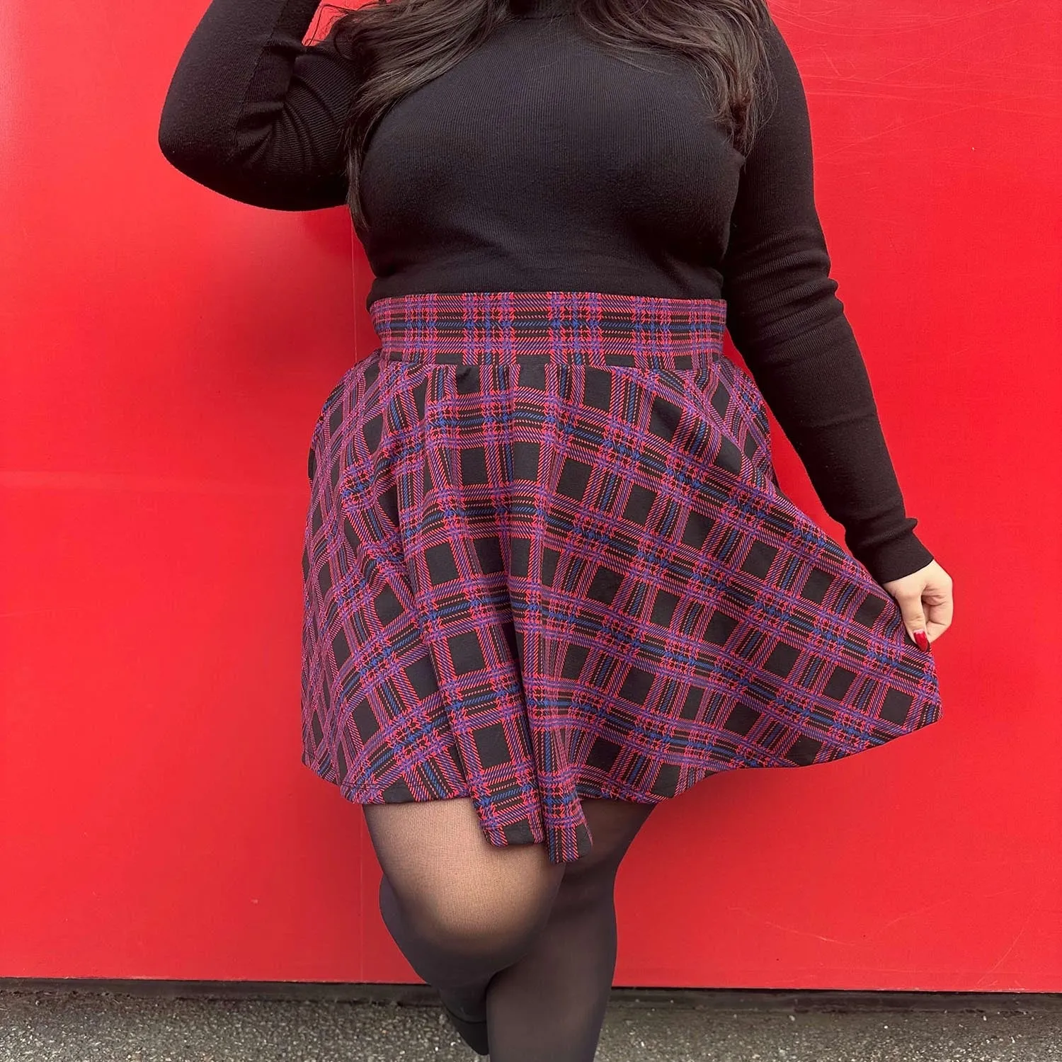 Plaid Mini-Flare Skirt - Ember (V2)