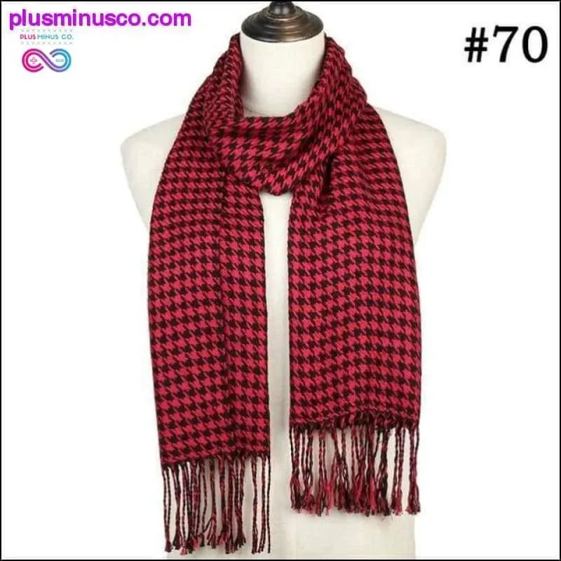 Plaid Scarf Shawls Pashmina Cashmere Knit Soft Unisex Retro