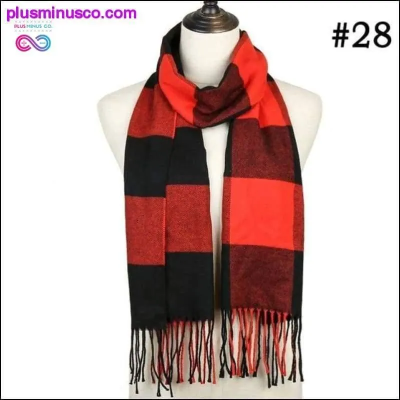 Plaid Scarf Shawls Pashmina Cashmere Knit Soft Unisex Retro