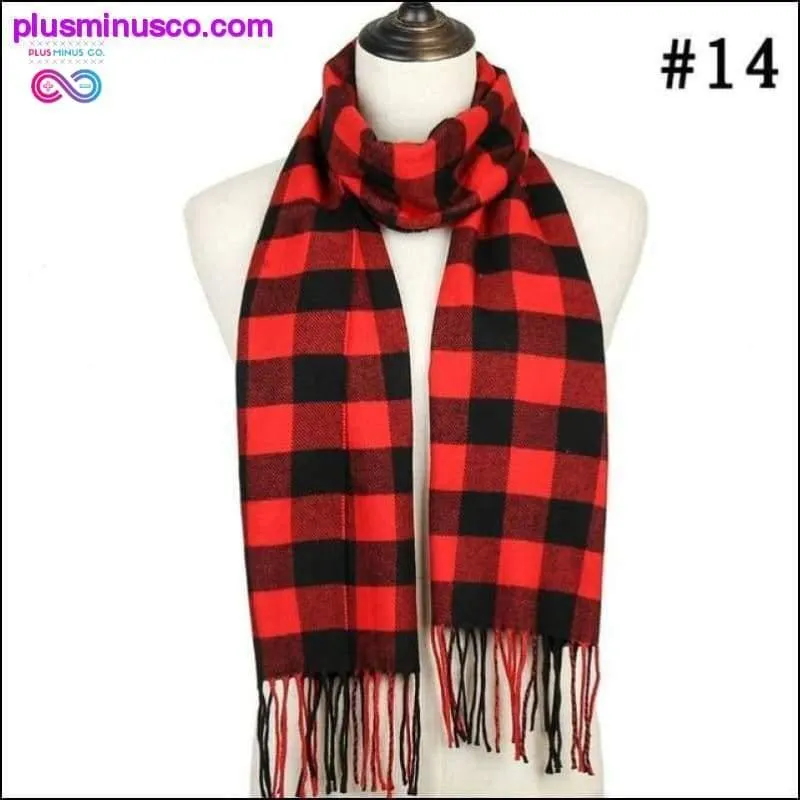 Plaid Scarf Shawls Pashmina Cashmere Knit Soft Unisex Retro