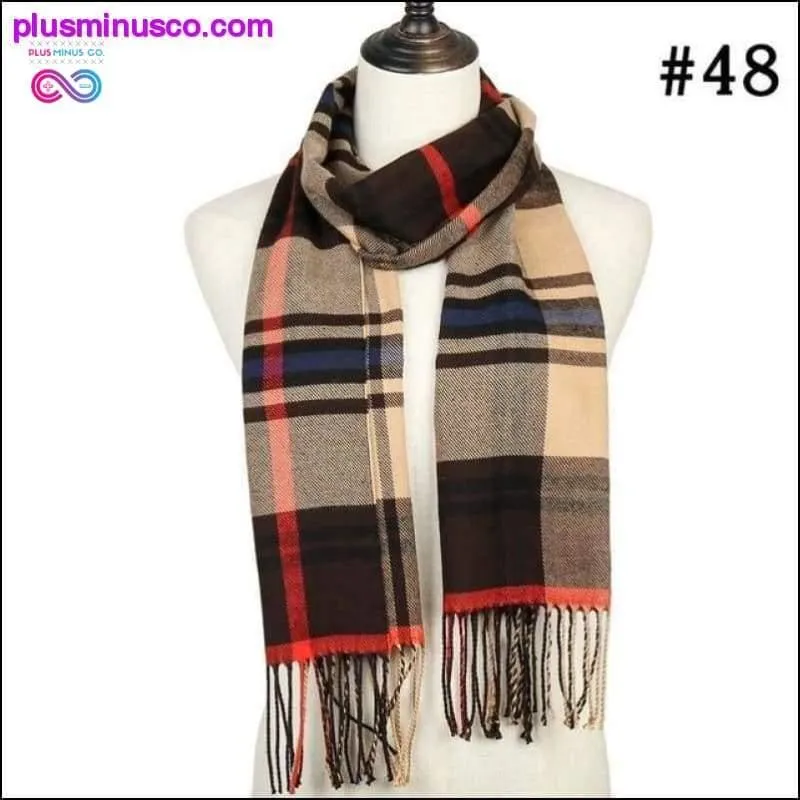 Plaid Scarf Shawls Pashmina Cashmere Knit Soft Unisex Retro