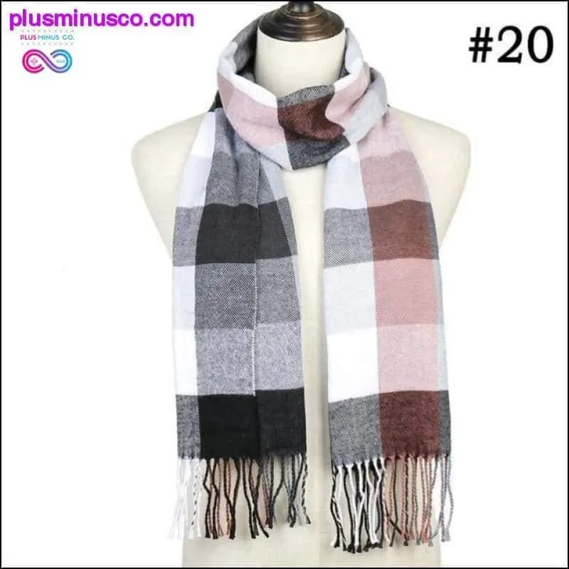 Plaid Scarf Shawls Pashmina Cashmere Knit Soft Unisex Retro
