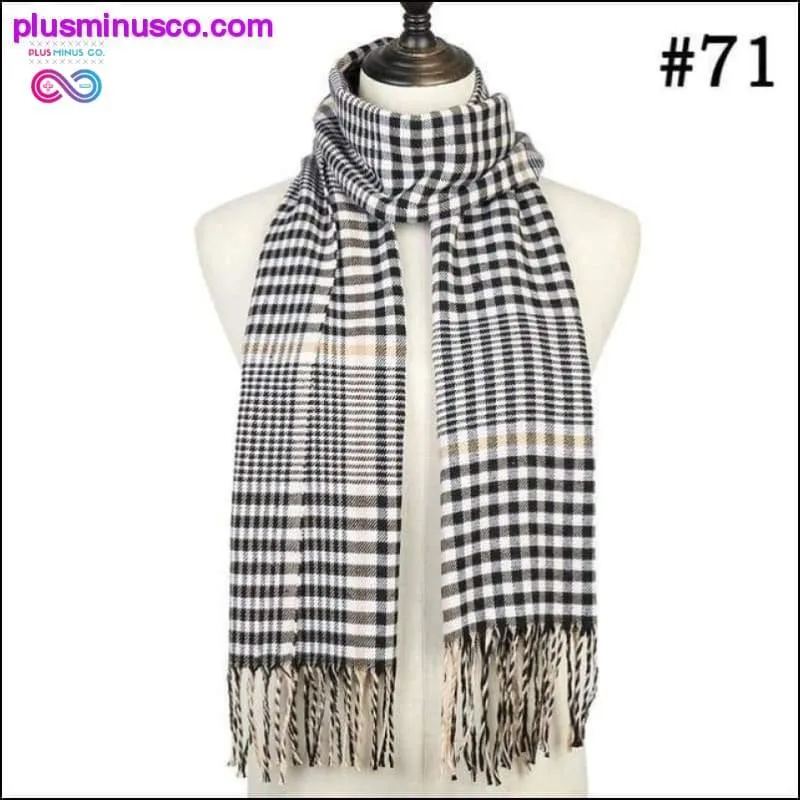 Plaid Scarf Shawls Pashmina Cashmere Knit Soft Unisex Retro