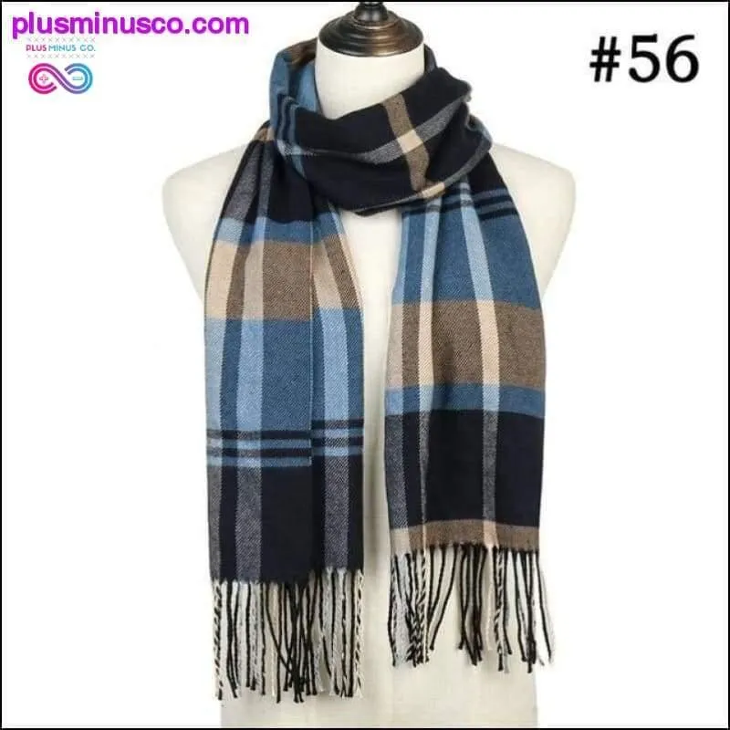 Plaid Scarf Shawls Pashmina Cashmere Knit Soft Unisex Retro
