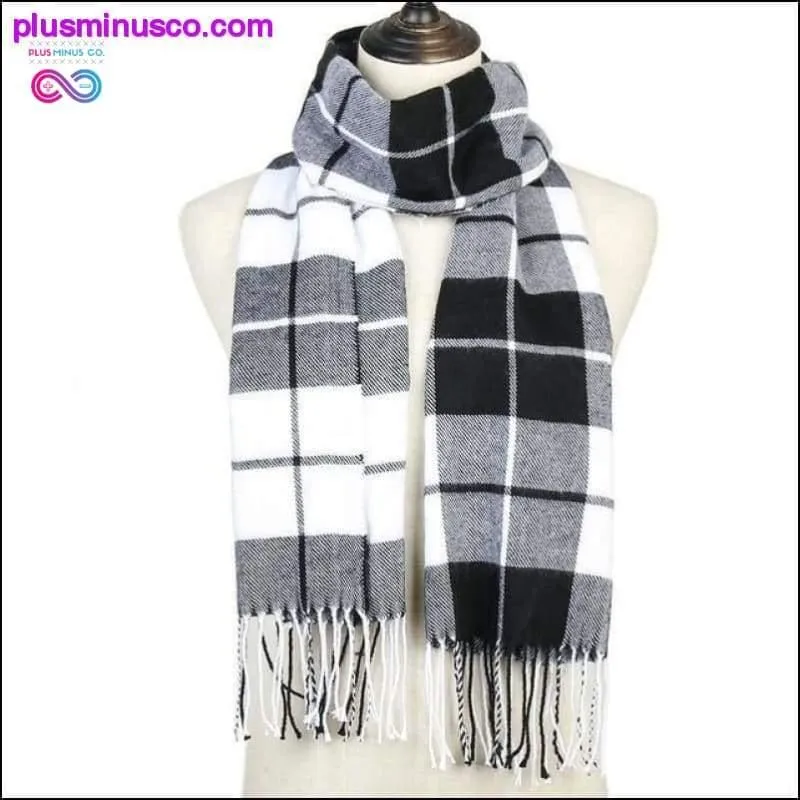Plaid Scarf Shawls Pashmina Cashmere Knit Soft Unisex Retro