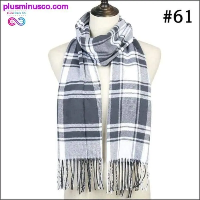 Plaid Scarf Shawls Pashmina Cashmere Knit Soft Unisex Retro