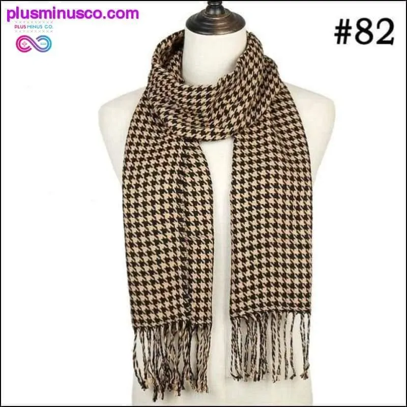 Plaid Scarf Shawls Pashmina Cashmere Knit Soft Unisex Retro