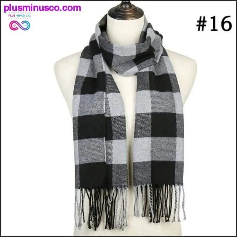 Plaid Scarf Shawls Pashmina Cashmere Knit Soft Unisex Retro