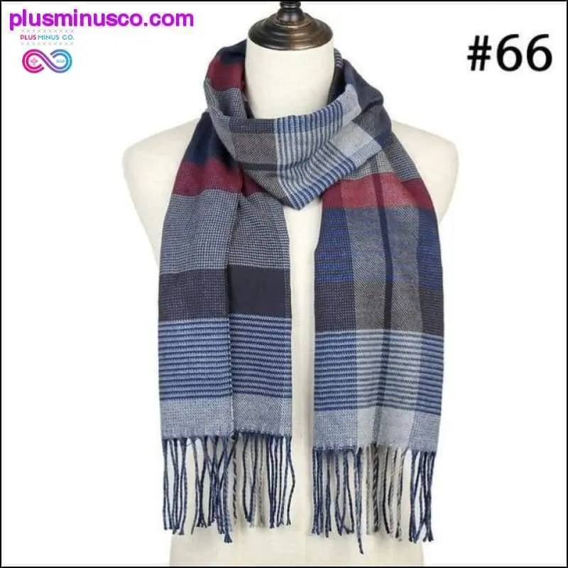 Plaid Scarf Shawls Pashmina Cashmere Knit Soft Unisex Retro
