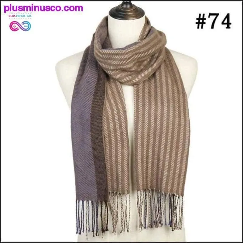 Plaid Scarf Shawls Pashmina Cashmere Knit Soft Unisex Retro