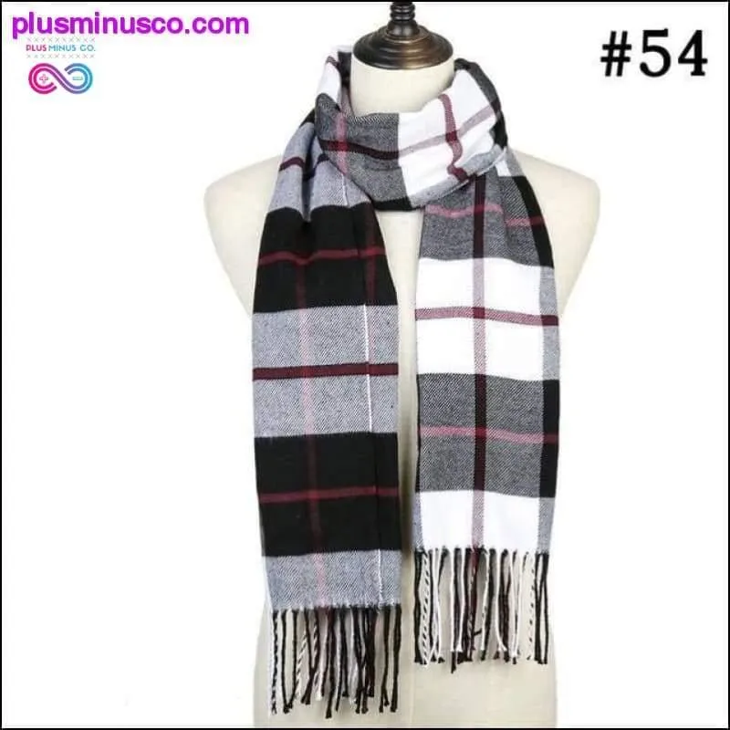Plaid Scarf Shawls Pashmina Cashmere Knit Soft Unisex Retro