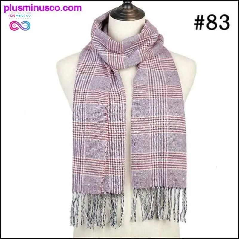 Plaid Scarf Shawls Pashmina Cashmere Knit Soft Unisex Retro