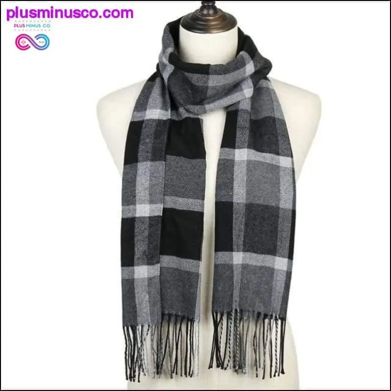 Plaid Scarf Shawls Pashmina Cashmere Knit Soft Unisex Retro