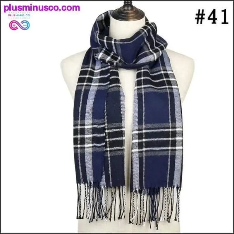 Plaid Scarf Shawls Pashmina Cashmere Knit Soft Unisex Retro
