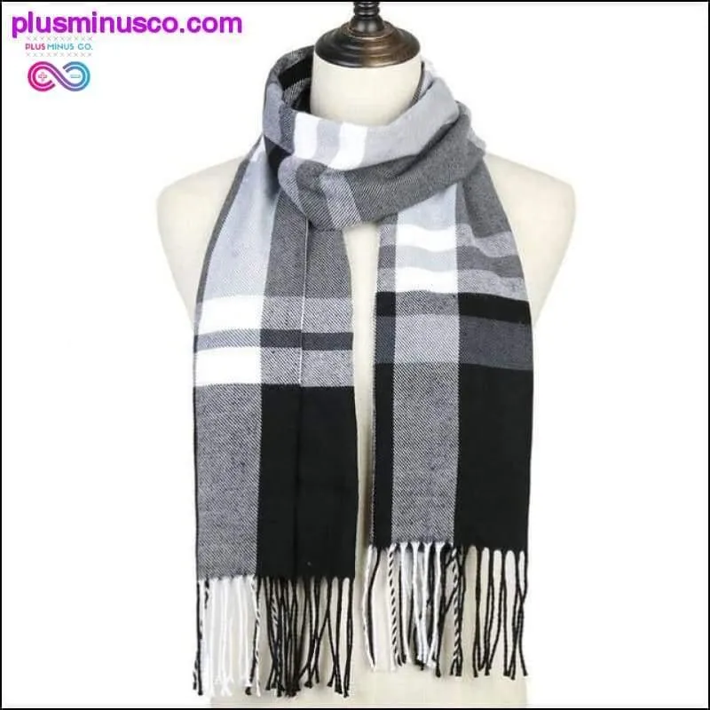 Plaid Scarf Shawls Pashmina Cashmere Knit Soft Unisex Retro