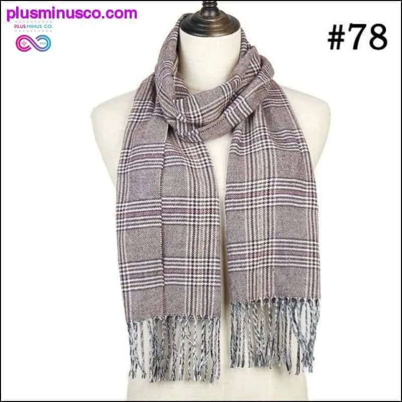 Plaid Scarf Shawls Pashmina Cashmere Knit Soft Unisex Retro