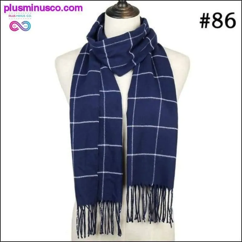 Plaid Scarf Shawls Pashmina Cashmere Knit Soft Unisex Retro