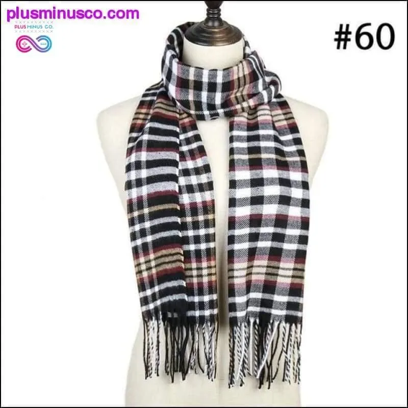 Plaid Scarf Shawls Pashmina Cashmere Knit Soft Unisex Retro