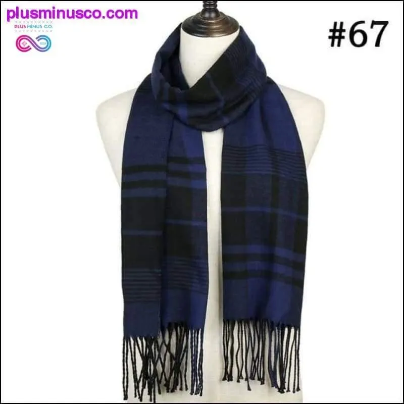 Plaid Scarf Shawls Pashmina Cashmere Knit Soft Unisex Retro