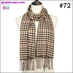 Plaid Scarf Shawls Pashmina Cashmere Knit Soft Unisex Retro
