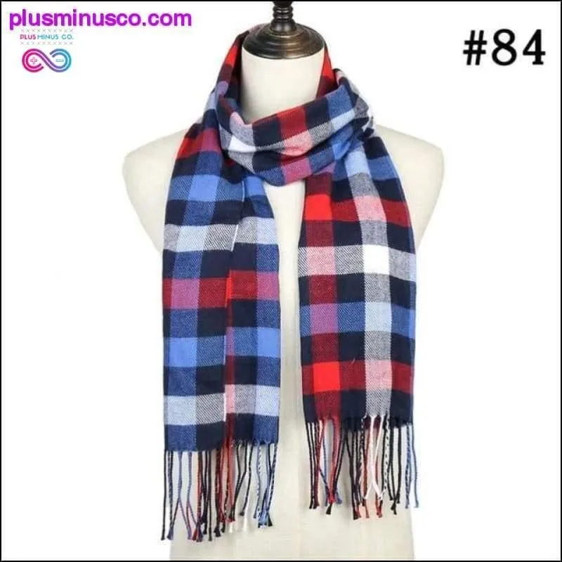 Plaid Scarf Shawls Pashmina Cashmere Knit Soft Unisex Retro