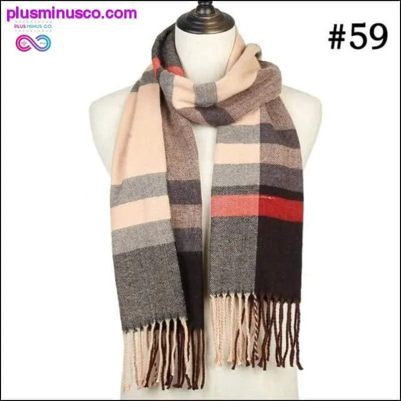 Plaid Scarf Shawls Pashmina Cashmere Knit Soft Unisex Retro