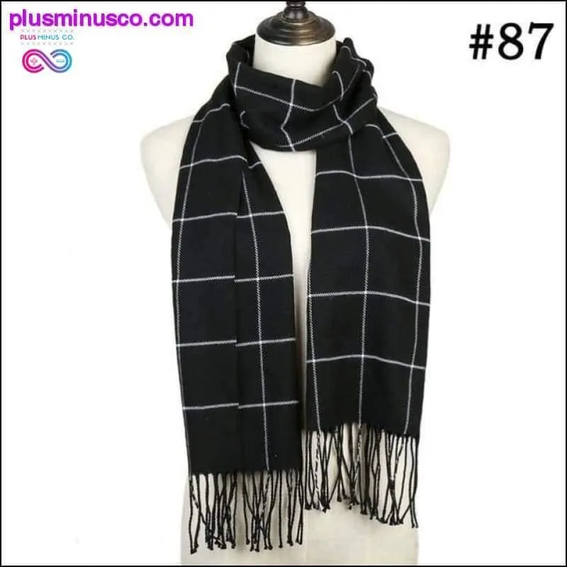 Plaid Scarf Shawls Pashmina Cashmere Knit Soft Unisex Retro