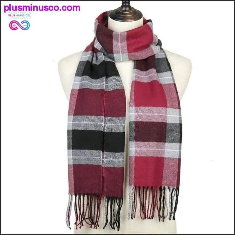 Plaid Scarf Shawls Pashmina Cashmere Knit Soft Unisex Retro