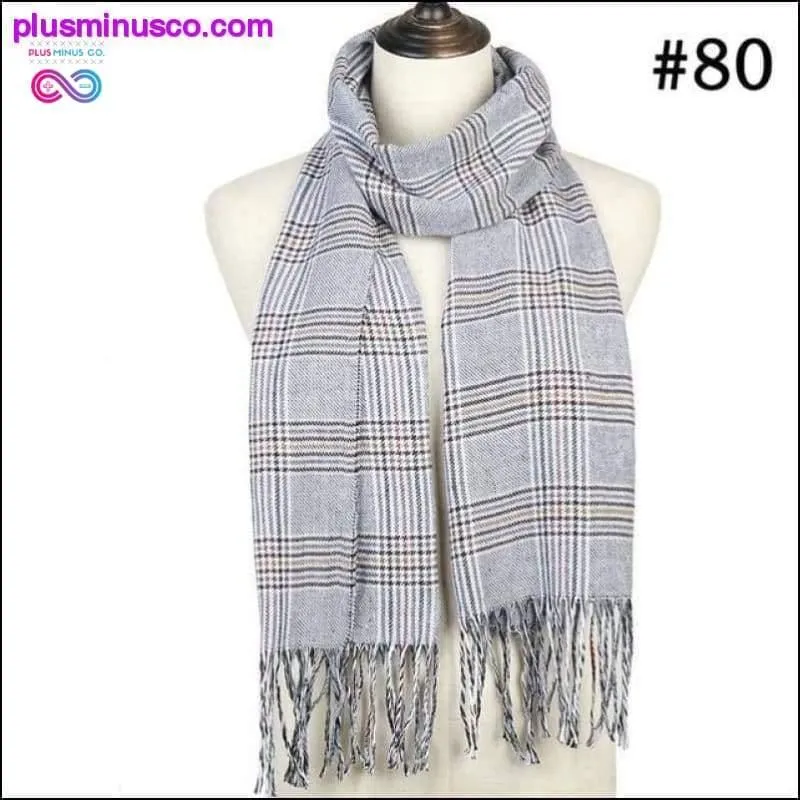 Plaid Scarf Shawls Pashmina Cashmere Knit Soft Unisex Retro