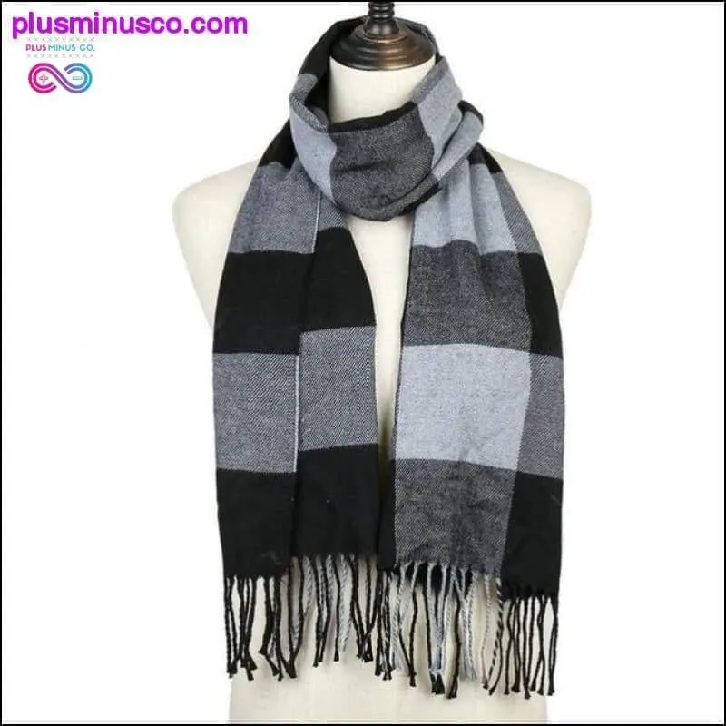 Plaid Scarf Shawls Pashmina Cashmere Knit Soft Unisex Retro