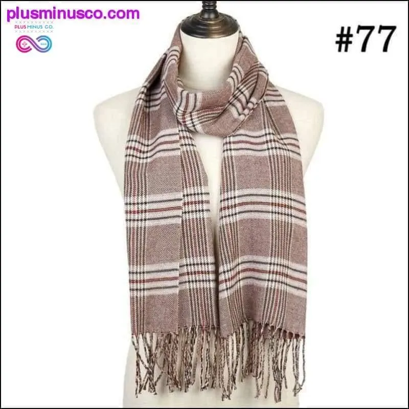 Plaid Scarf Shawls Pashmina Cashmere Knit Soft Unisex Retro