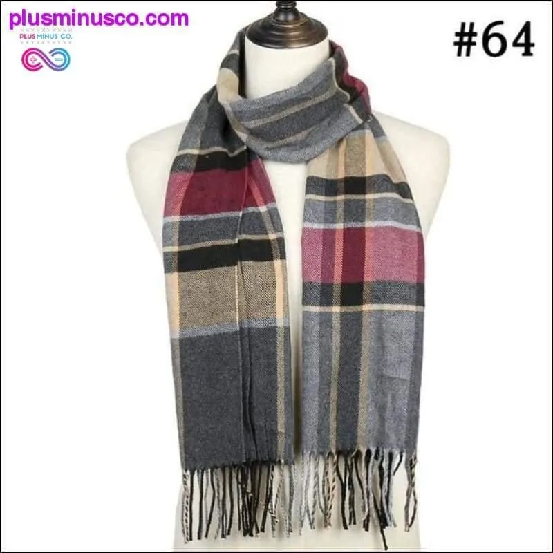 Plaid Scarf Shawls Pashmina Cashmere Knit Soft Unisex Retro