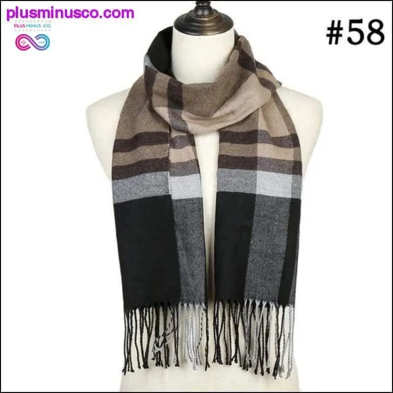 Plaid Scarf Shawls Pashmina Cashmere Knit Soft Unisex Retro