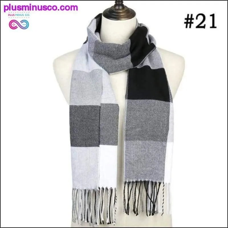 Plaid Scarf Shawls Pashmina Cashmere Knit Soft Unisex Retro