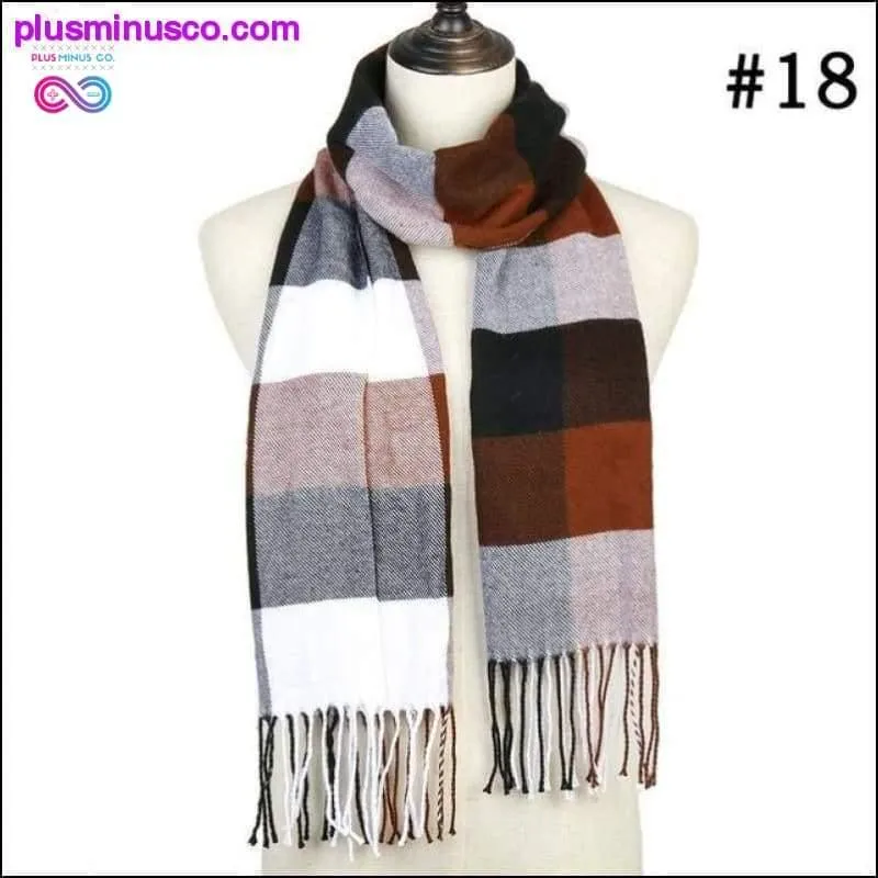 Plaid Scarf Shawls Pashmina Cashmere Knit Soft Unisex Retro
