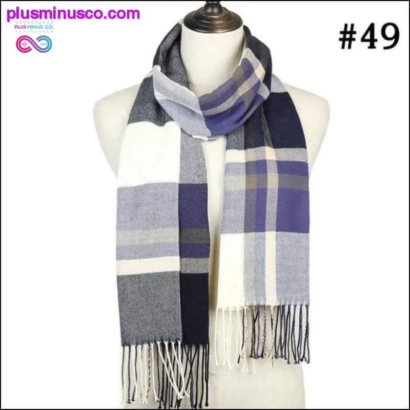 Plaid Scarf Shawls Pashmina Cashmere Knit Soft Unisex Retro