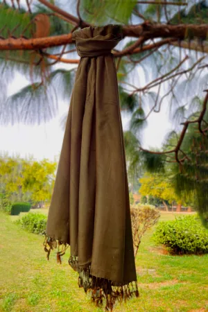 Plain Wool Shawl - Chocolate