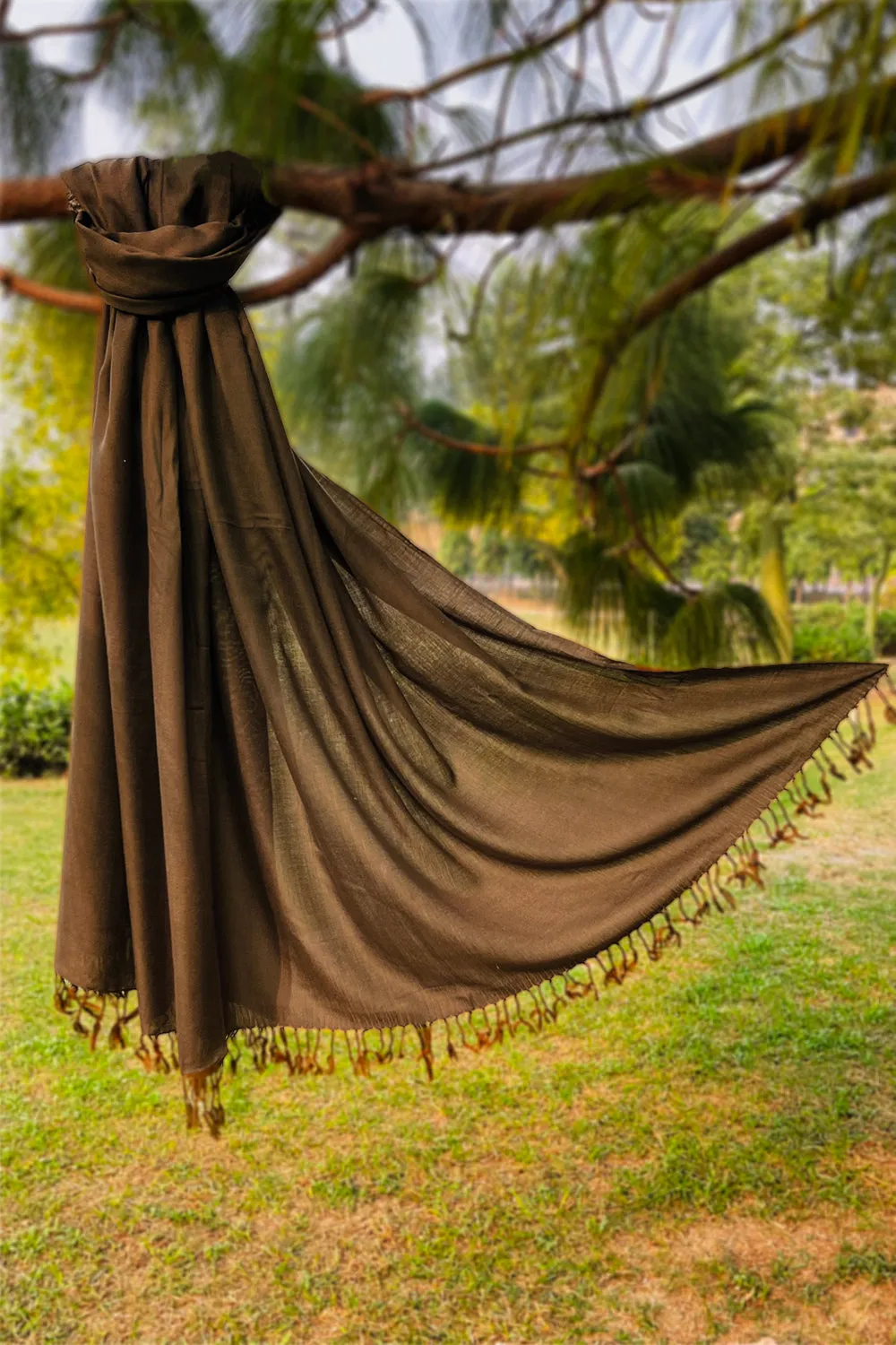 Plain Wool Shawl - Chocolate