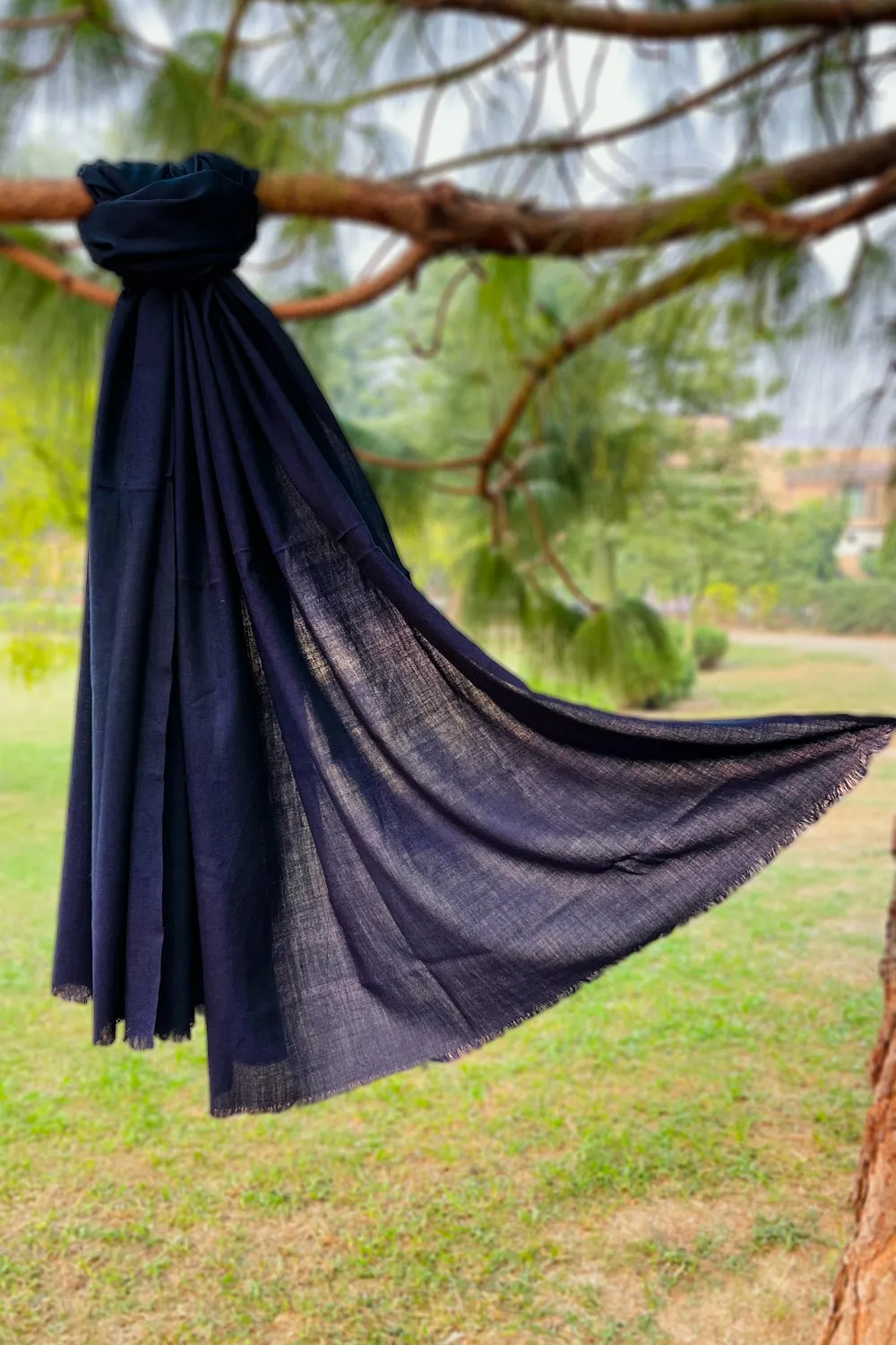 Plain Wool Shawl - Dark Blue