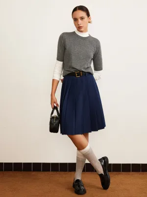 Pleated Midi Skirt With Belt
