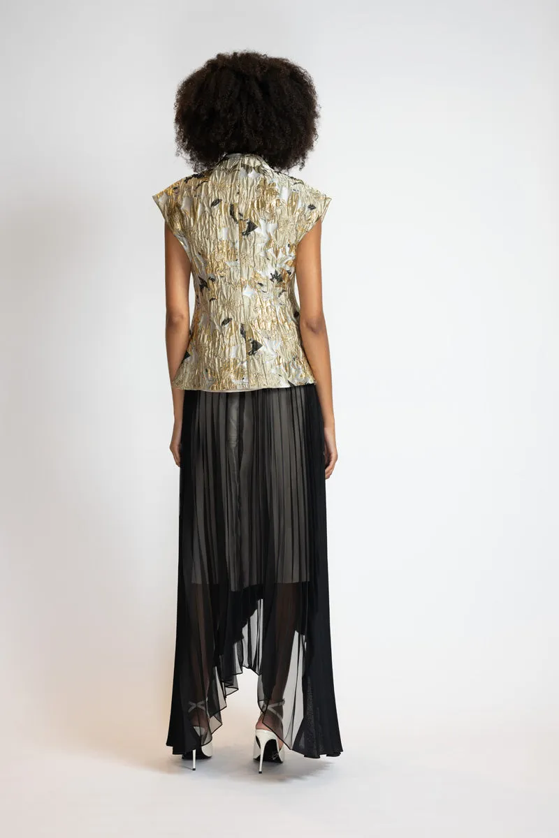 Pleated Organza and Gazar Skirt