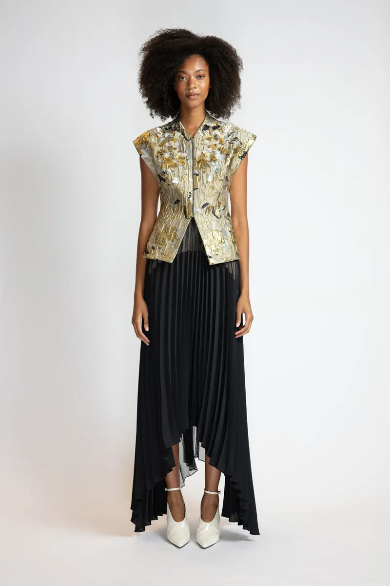 Pleated Organza and Gazar Skirt