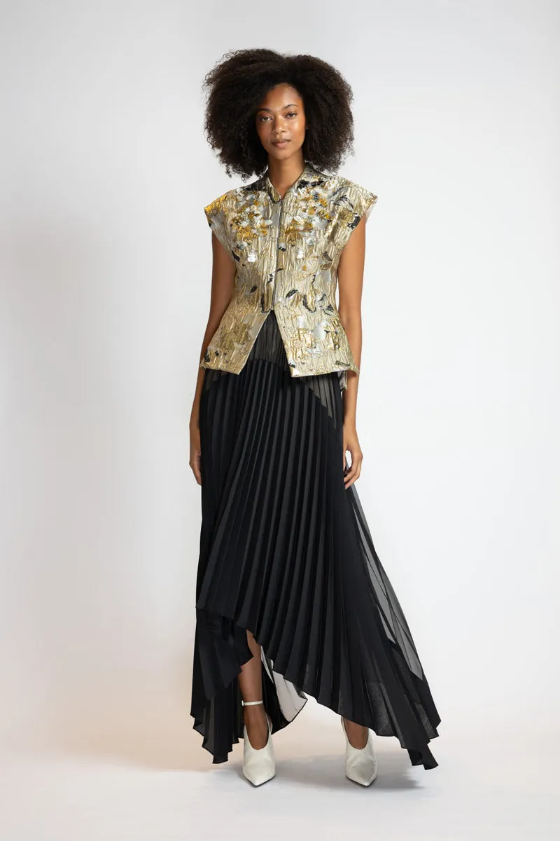 Pleated Organza and Gazar Skirt