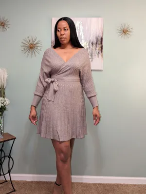 PLEATED SKIRT SWEATER DRESS (GREY)