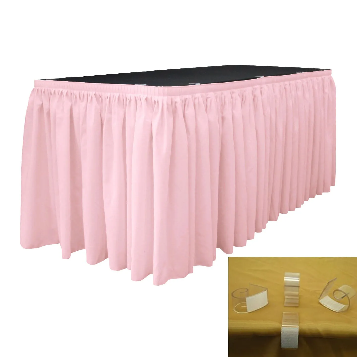 Polyester Poplin Table Skirt 17-Foot by 29-Inch Long with 10 L-Clips