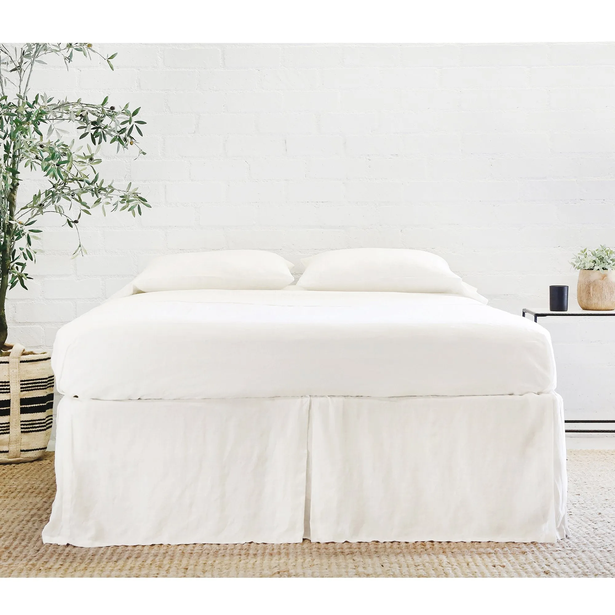 Pom Pom at Home Pleated Cream Linen Bedskirt ~ Available in Twin, Queen and King Sizes
